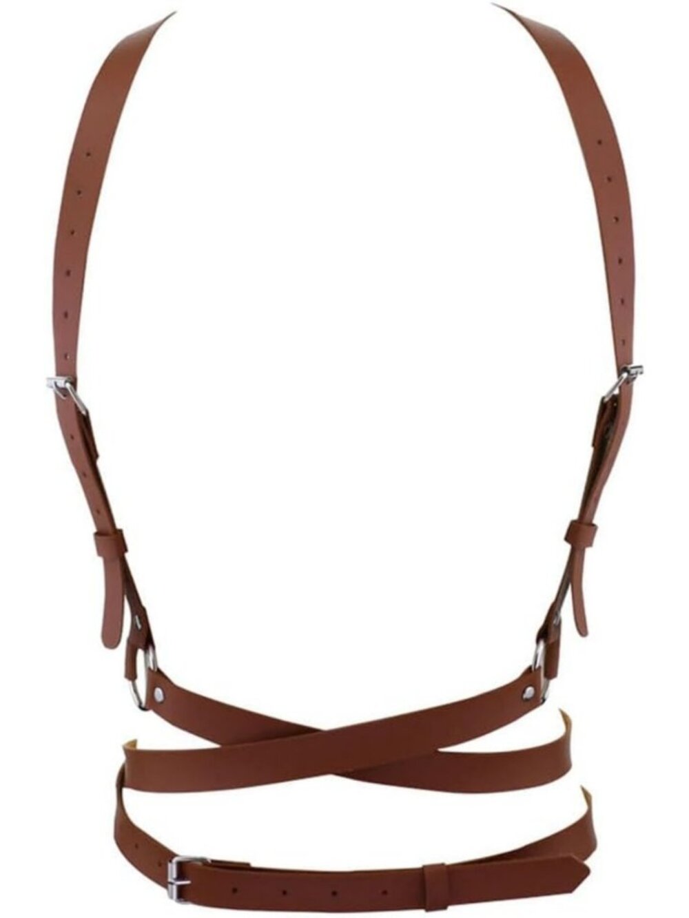 Women's Adjustable Leather Body Harness & Chain Belt - Punk Gothic Costume